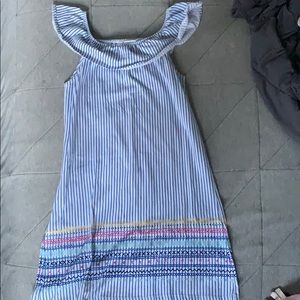 White and blue striped dress